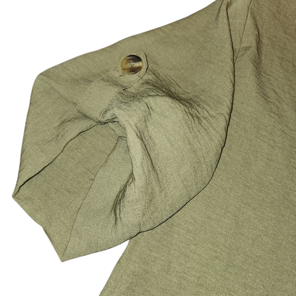 Sainsbury Olive Green V-neck Half Sleeve Blouse Size 10 - Picture 7 of 11